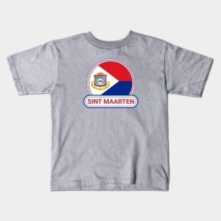 Sint Maarten Country Badge - Sint Maarten Flag Kids T-Shirt